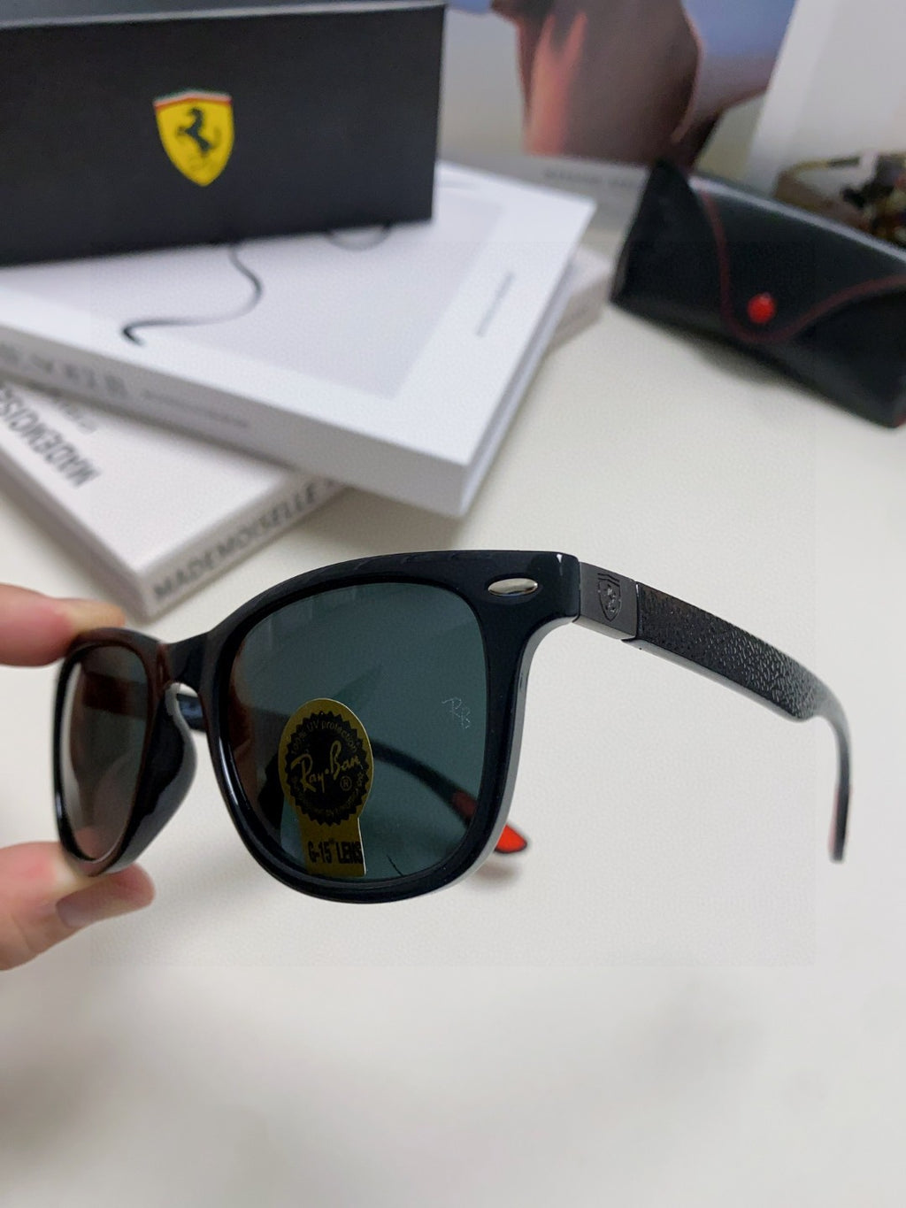 Ray-Ban Polarized Fashion Black Lens Sunglasses for Men & Women - detail image 5