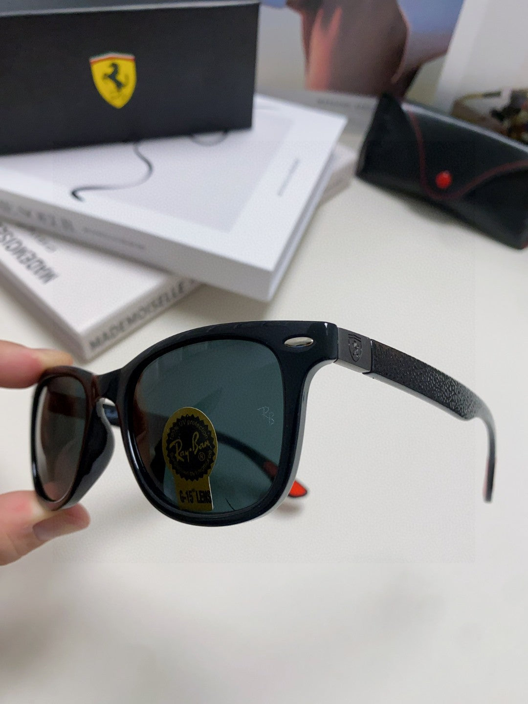 Ray-Ban Polarized Fashion Black Lens Sunglasses for Men & Women - detail image 5