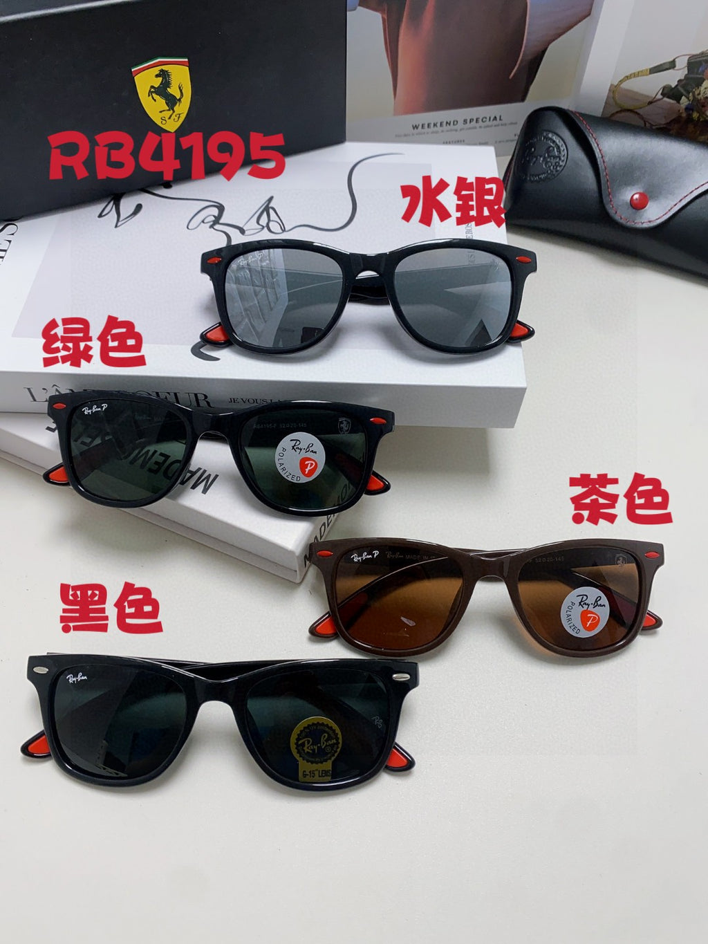 Ray-Ban Polarized Fashion Black Lens Sunglasses for Men & Women - detail image 9