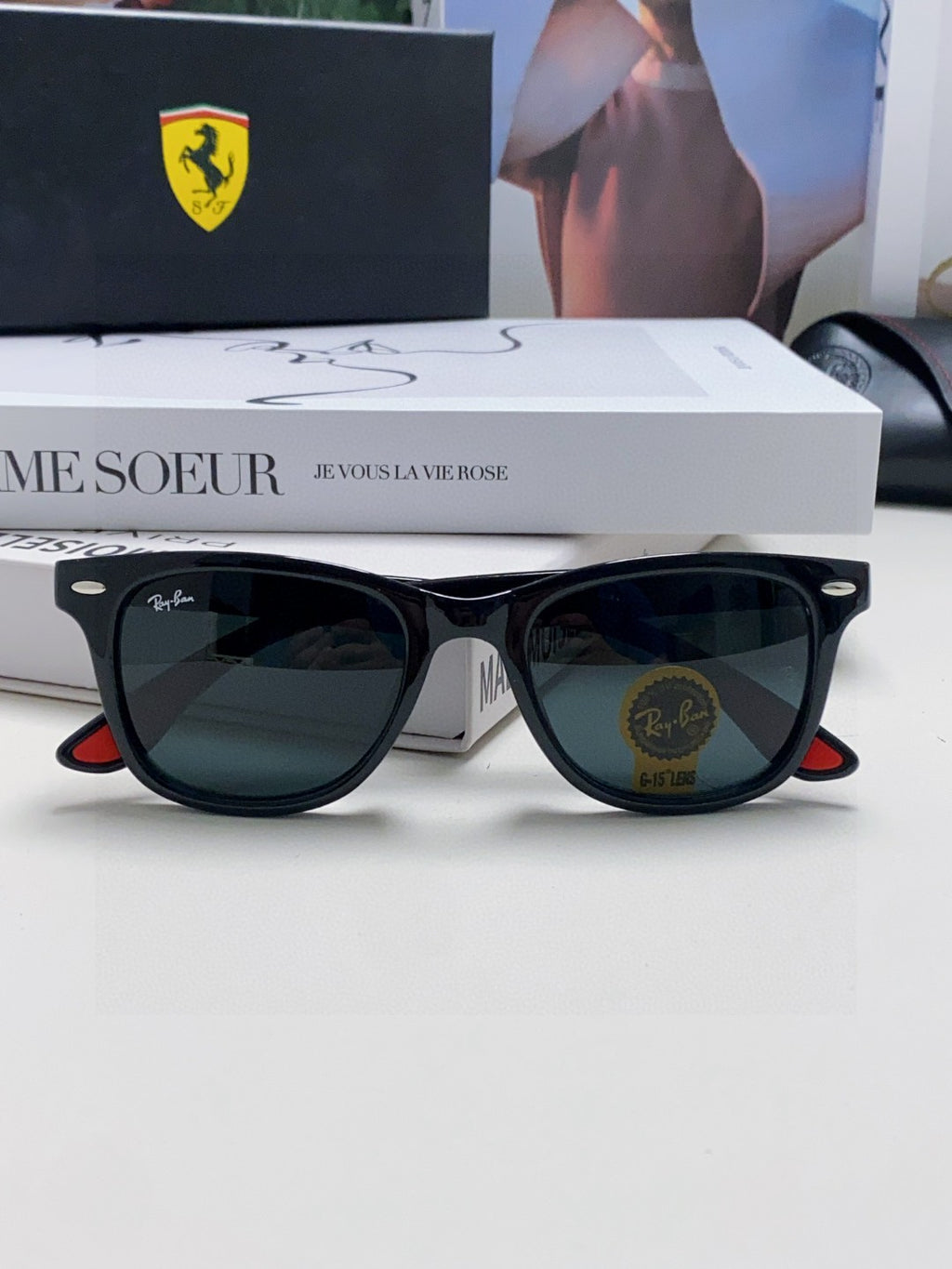 Ray-Ban Polarized Fashion Black Lens Sunglasses for Men & Women - detail image 6