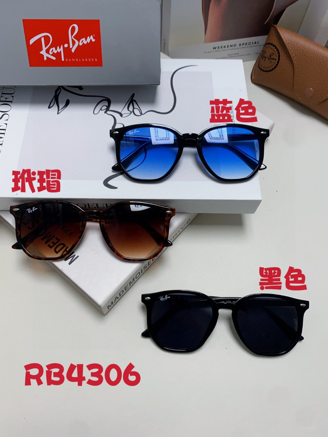 Ray-Ban RB4306 Oversized Blue Lens Sunglasses for Men & Women - detail image 9
