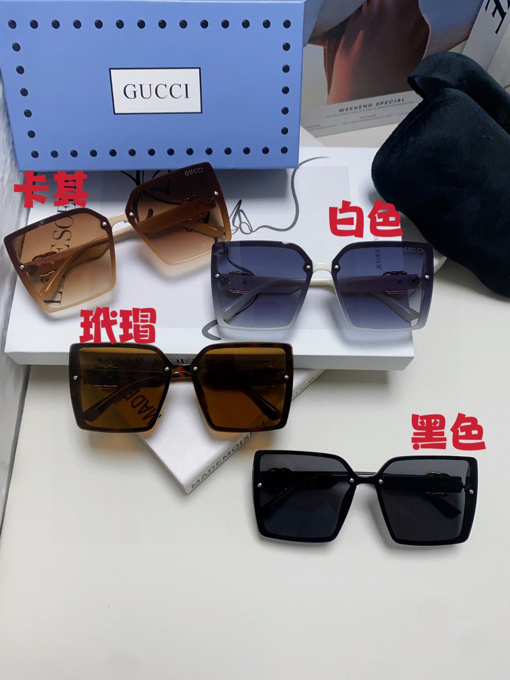 Gucci Oversized Brown Lens Sunglasses for Women - 448821 - detail image 9