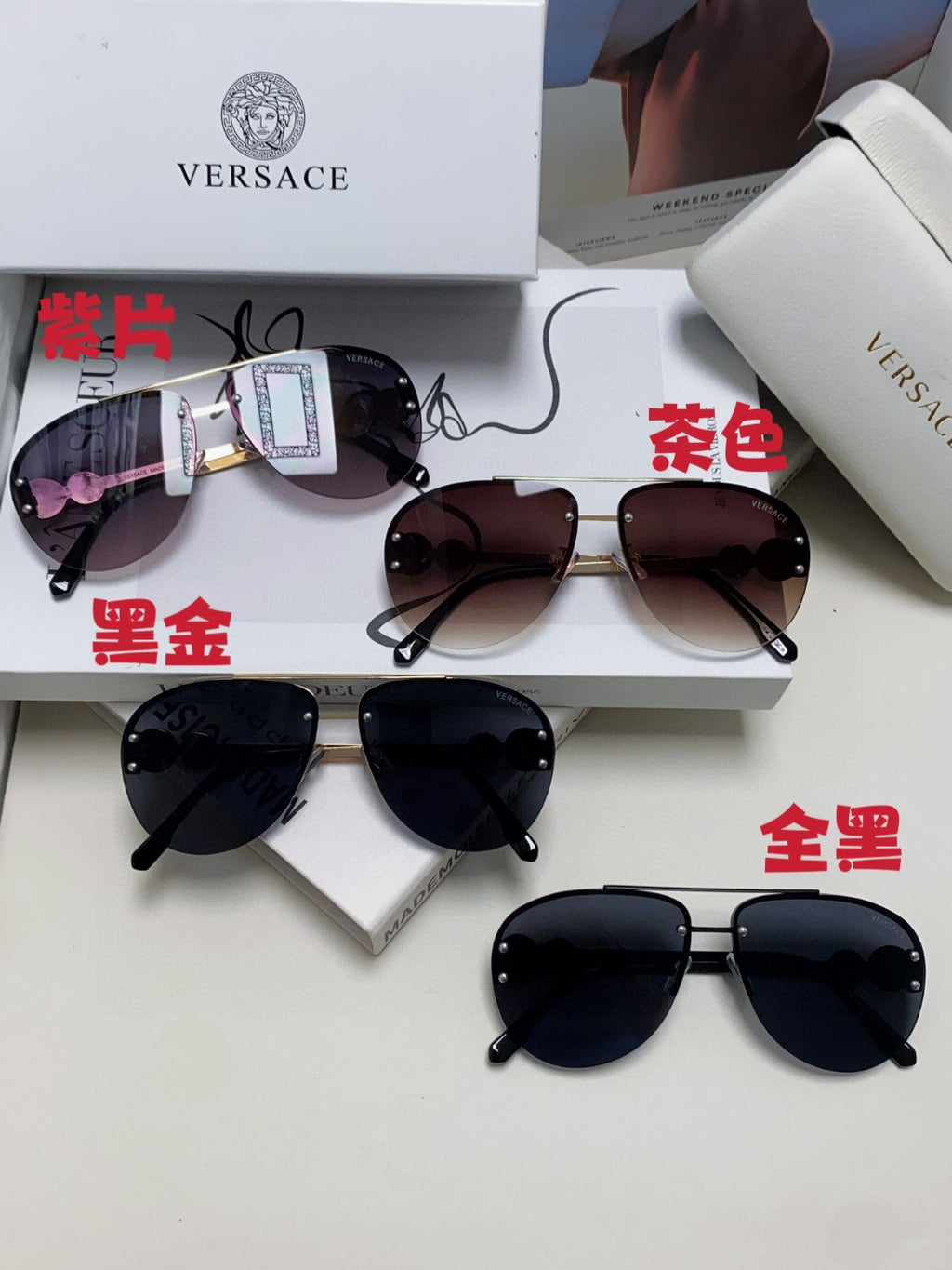 Versace VE2250 Aviator Gray Lens Sunglasses for Men & Women - detail image 9