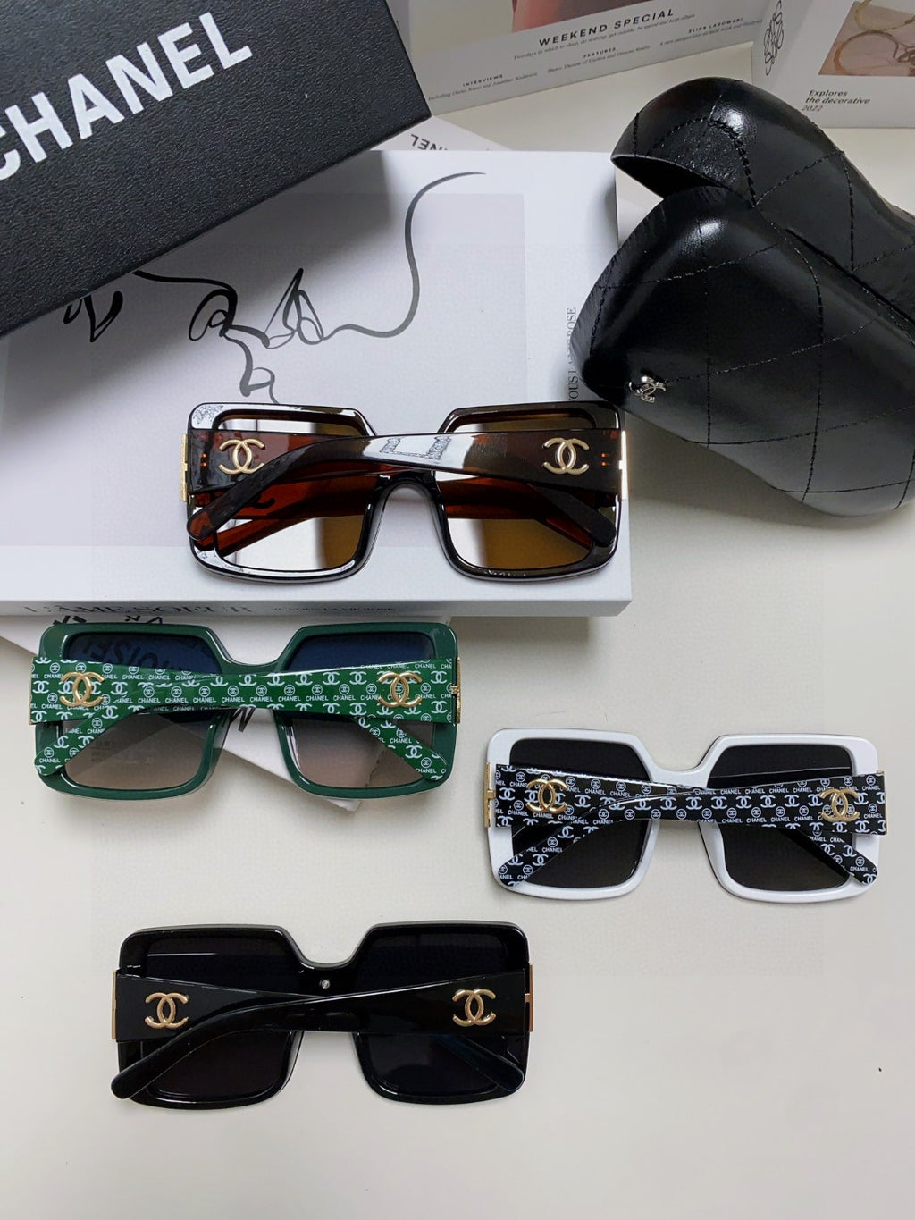 Chanel Polarized Oversized Black Lens Sunglasses for Women - 448913 - detail image 8
