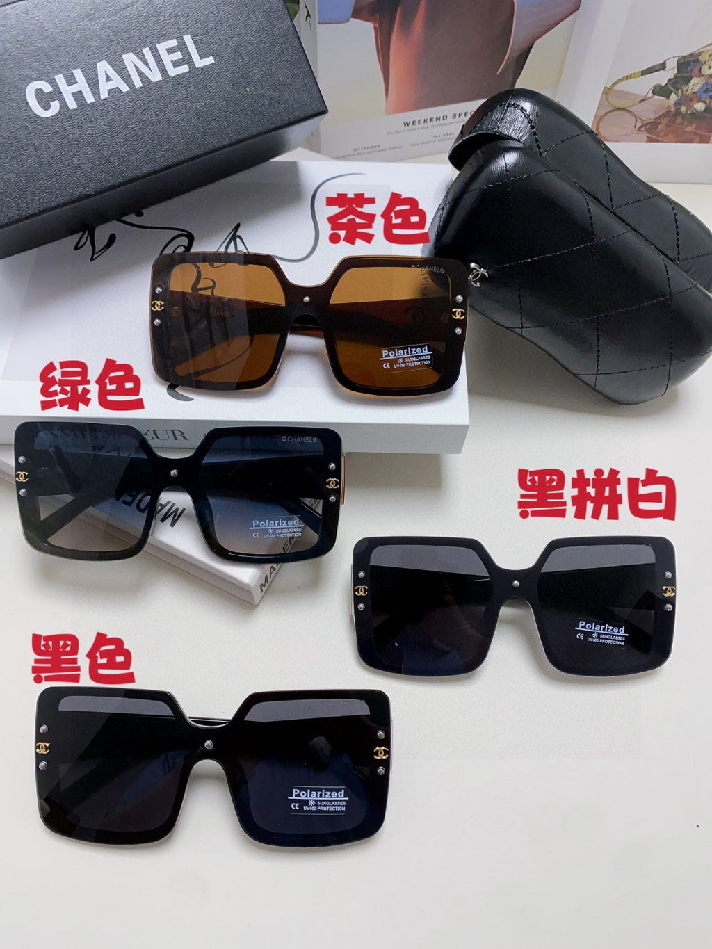 Chanel Polarized Oversized Black Lens Sunglasses for Women - 448913 - detail image 9