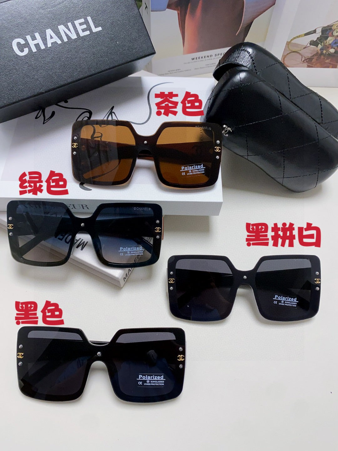 Chanel Polarized Oversized Black Lens Sunglasses for Women - 448913 - detail image 9