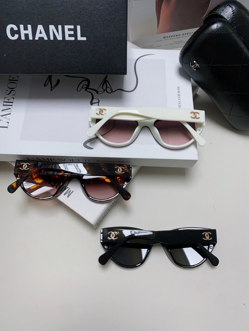 Chanel Round Blue Lens Sunglasses for Women - detail image 8