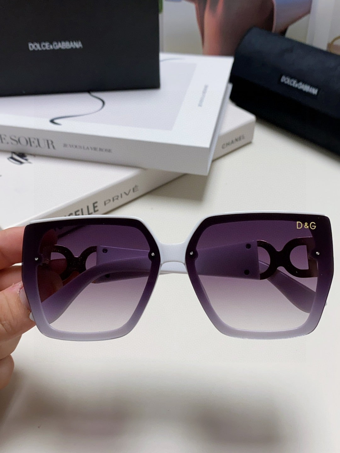 Dolce & Gabbana Oversized Silver Lens Sunglasses for Men & Women - 466453 - detail image 3