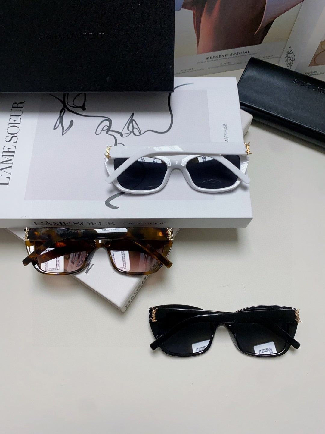 Saint Laurent Polarized Cat-Eye Black Lens Sunglasses for Women - detail image 10