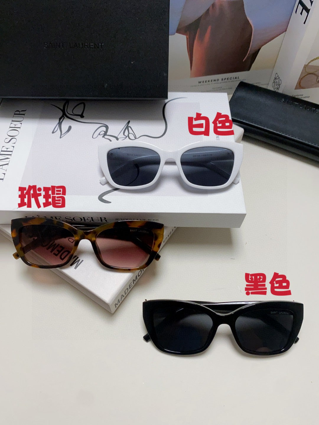 Saint Laurent Polarized Cat-Eye Black Lens Sunglasses for Women - detail image 11