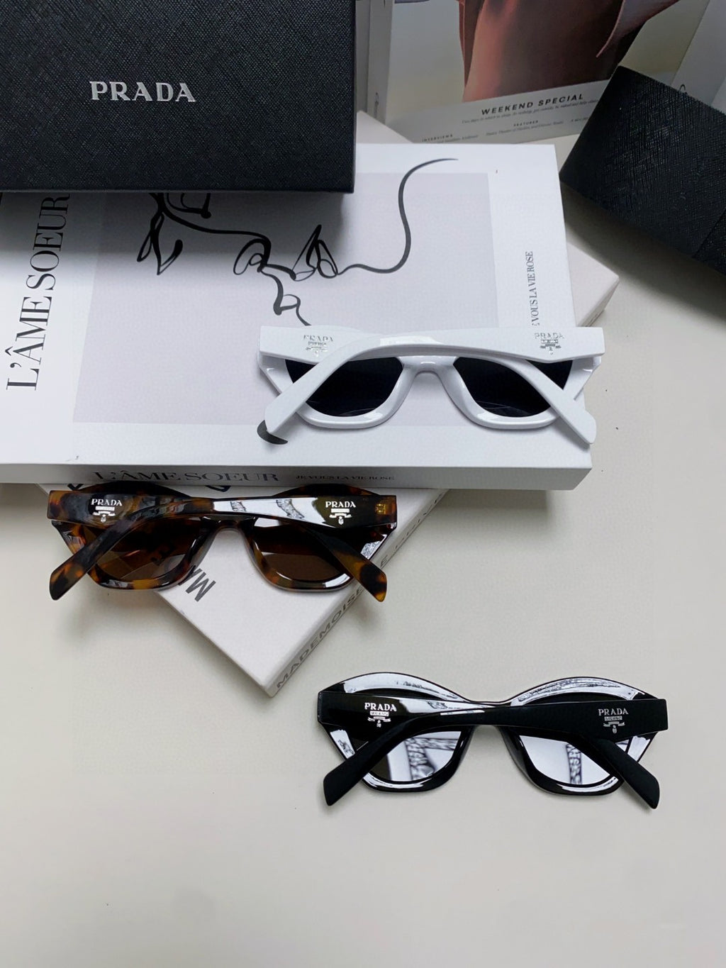 Prada Acetate Cat-Eye Brown Lens Sunglasses for Men & Women - detail image 8