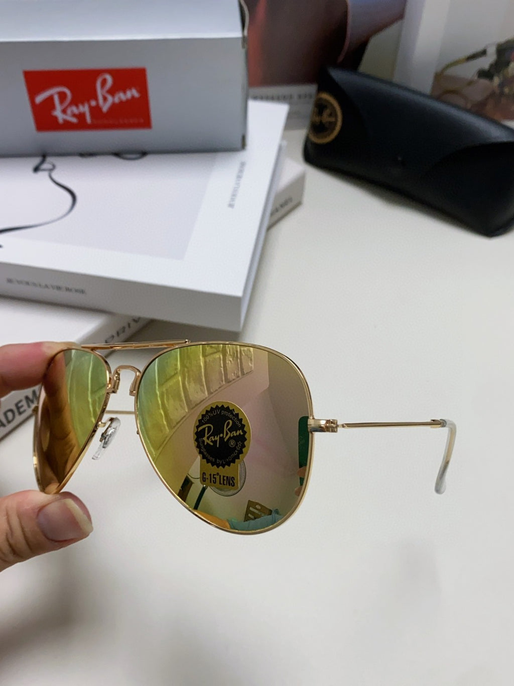 Ray-Ban RB3479 Folding Aviator Brown Lens Sunglasses for Men & Women - detail image 4