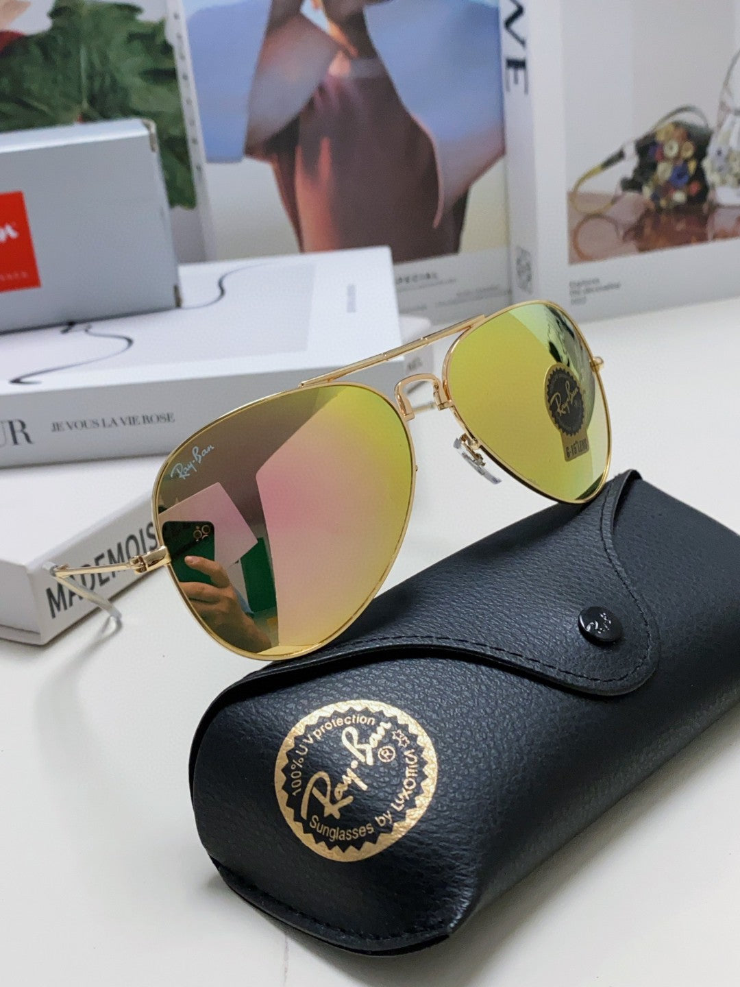 Ray-Ban RB3479 Folding Aviator Brown Lens Sunglasses for Men & Women - detail image 6