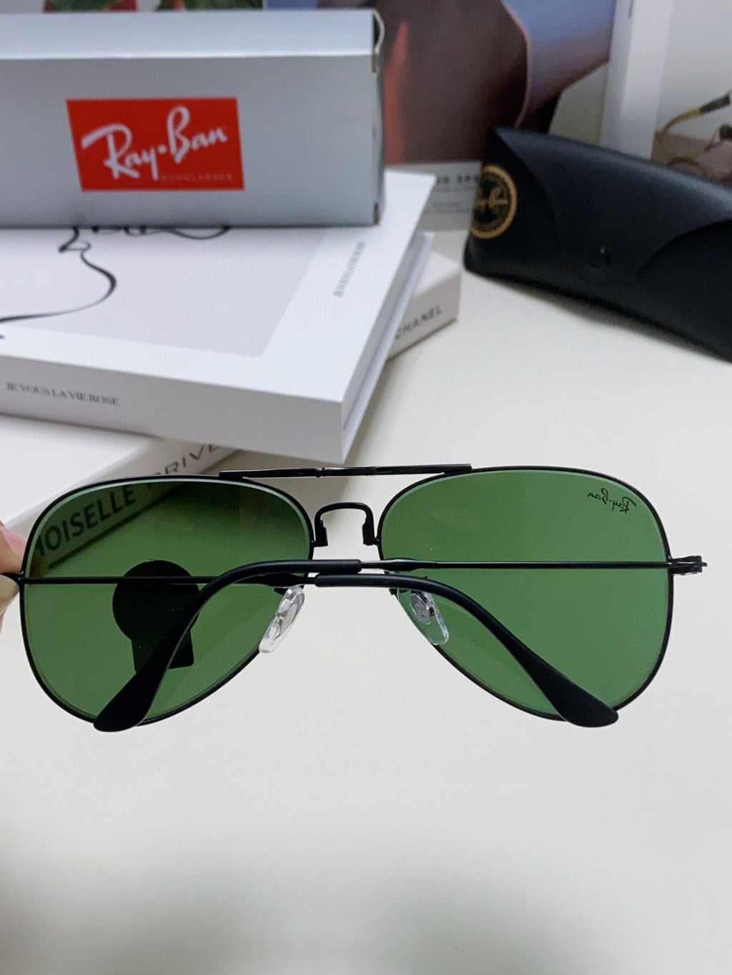 Ray-Ban RB3479 Folding Aviator Green Lens Sunglasses for Men & Women - detail image 4
