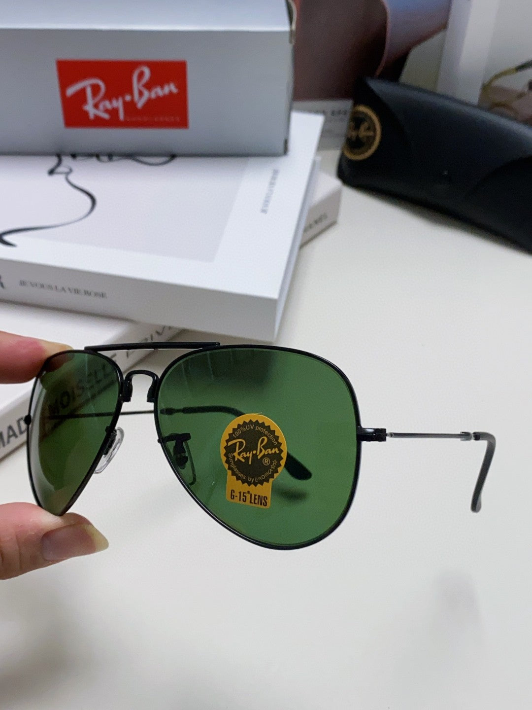 Ray-Ban RB3479 Folding Aviator Green Lens Sunglasses for Men & Women - detail image 5