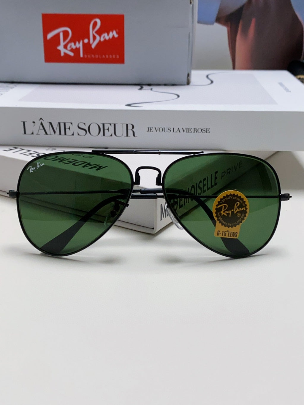 Ray-Ban RB3479 Folding Aviator Green Lens Sunglasses for Men & Women - detail image 6