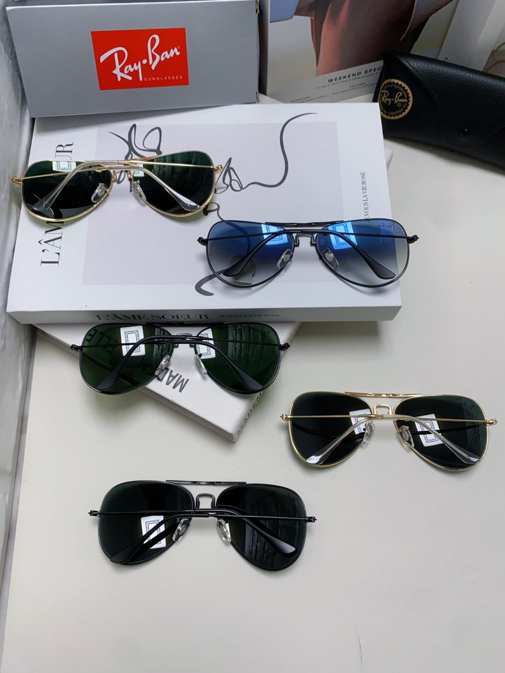 Ray-Ban RB3479 Folding Aviator Green Lens Sunglasses for Men & Women - detail image 9