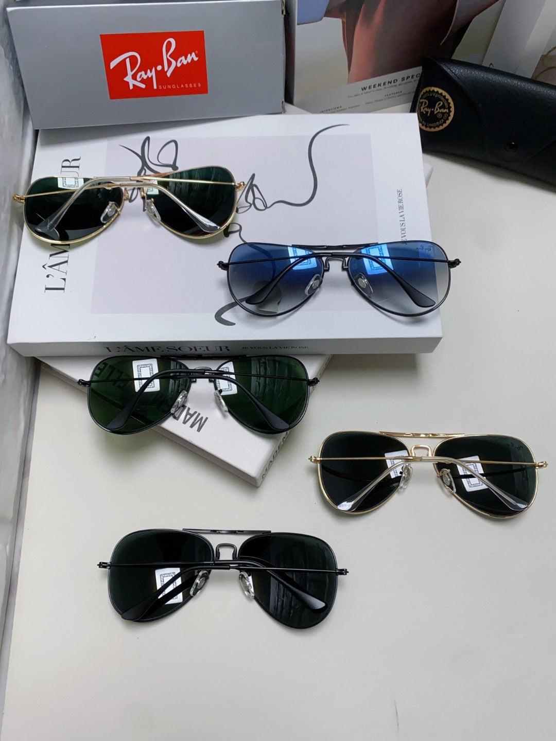 Ray-Ban RB3479 Folding Aviator Green Lens Sunglasses for Men & Women - detail image 9