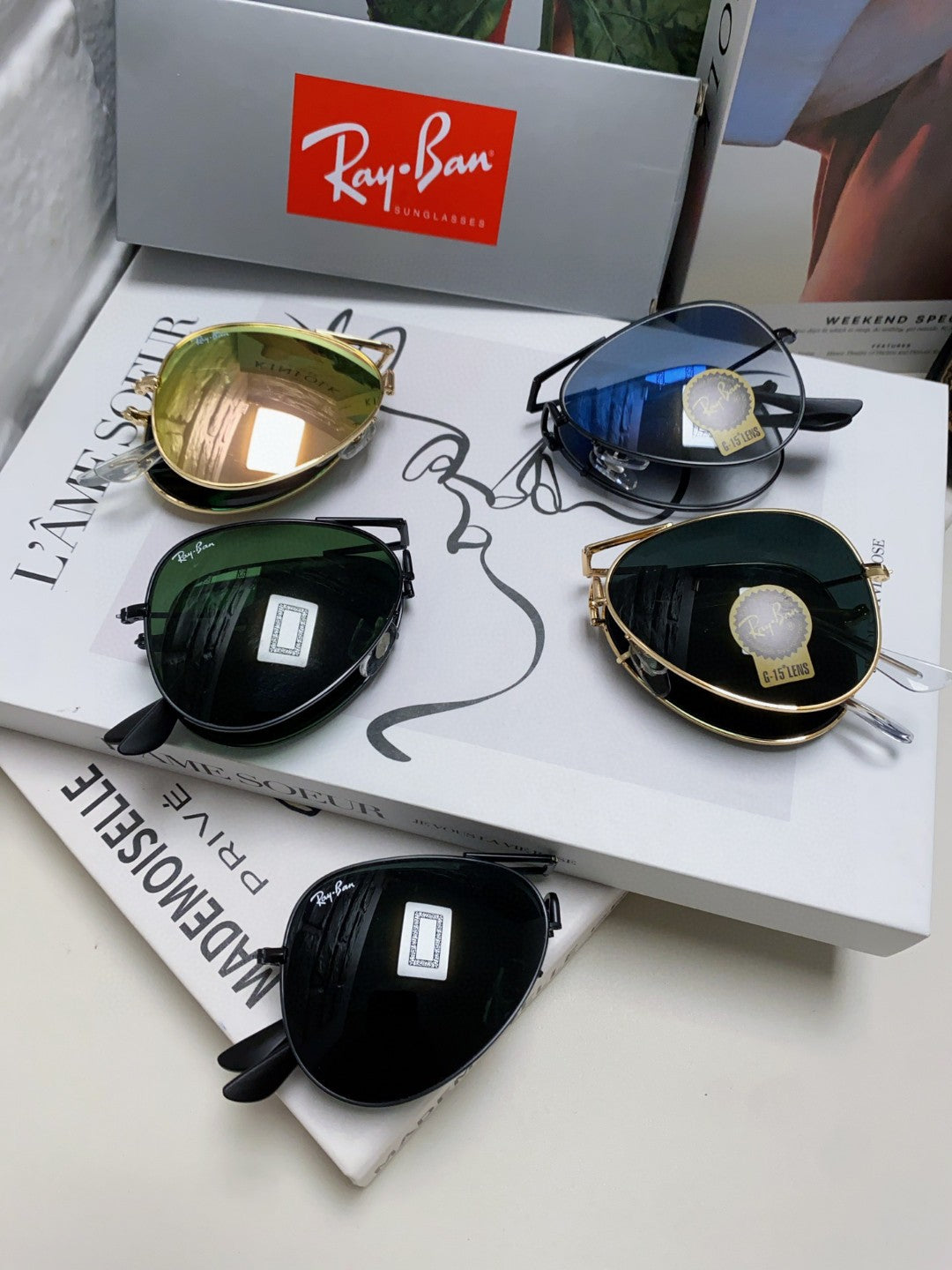 Ray-Ban RB3479 Folding Aviator Green Lens Sunglasses for Men & Women - detail image 8