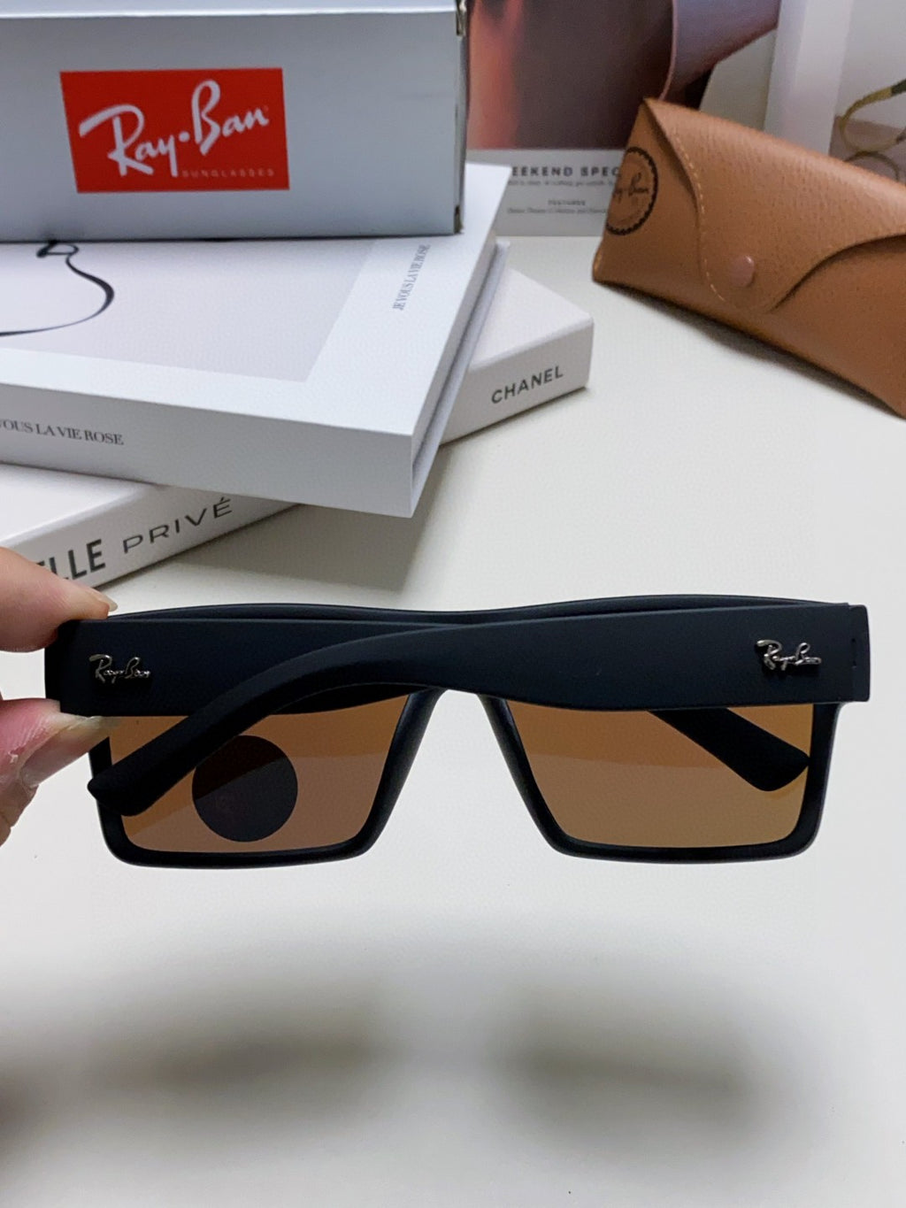 Ray-Ban RB1532 Polarized Square Blue Lens Sunglasses for Men - detail image 4