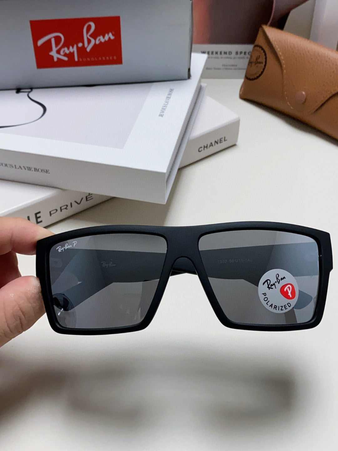 Ray-Ban RB1532 Polarized Square Silver Lens Sunglasses for Men - 466489 - detail image 2