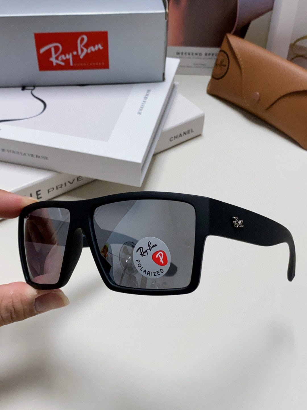 Ray-Ban RB1532 Polarized Square Silver Lens Sunglasses for Men - 466489 - detail image 4