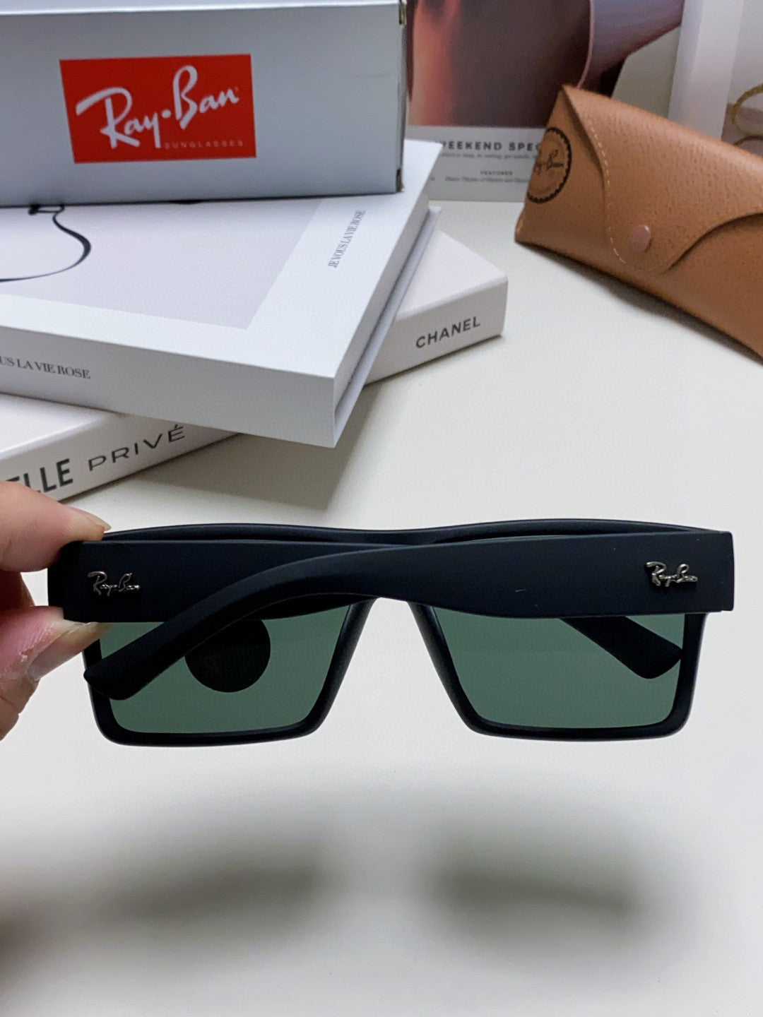 Ray-Ban RB1532 Polarized Square Black Lens Sunglasses for Men - detail image 4