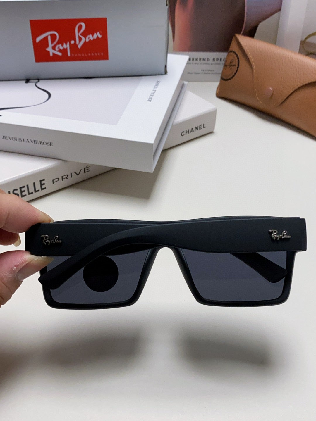 Ray-Ban RB1532 Polarized Square Silver Lens Sunglasses for Men - detail image 4