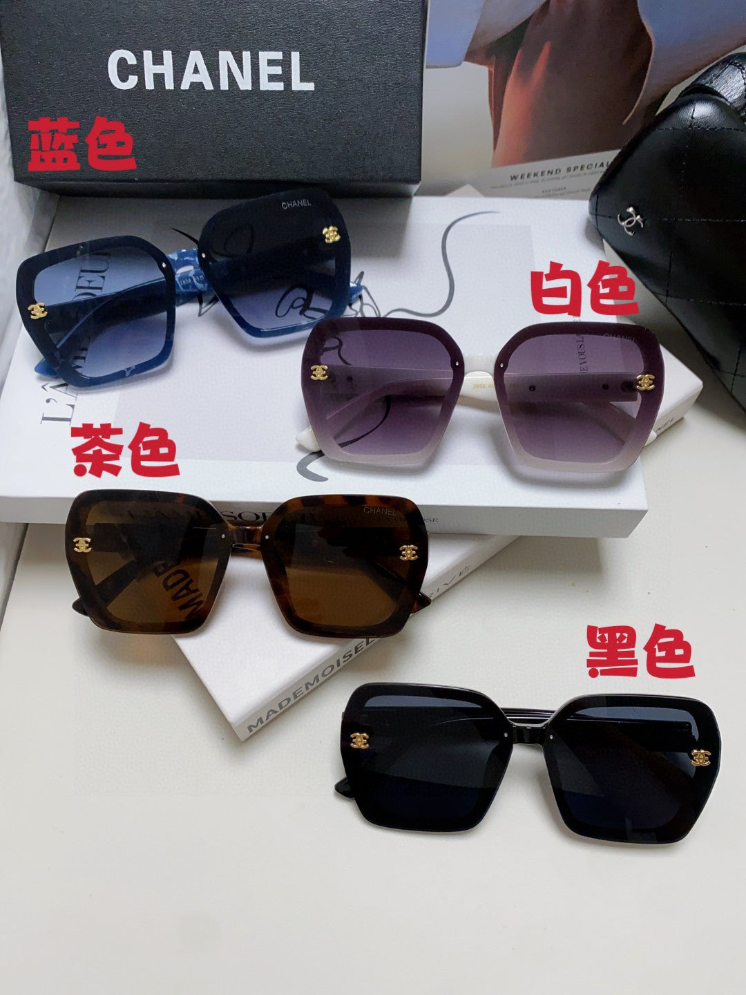 Chanel Polarized Fashion Blue Lens Sunglasses for Men & Women - detail image 8