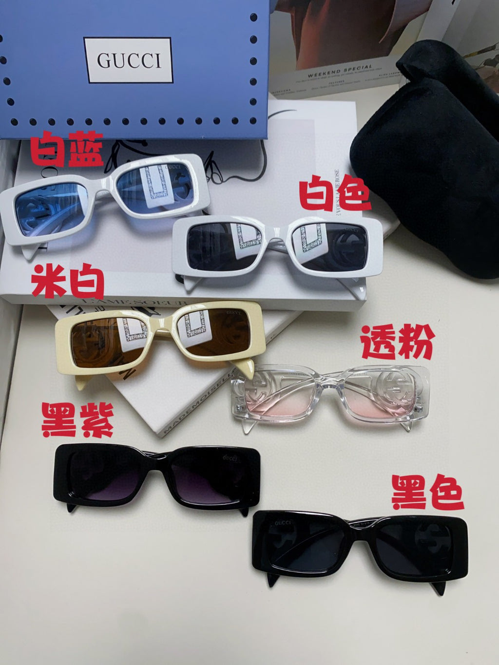 Gucci Rectangular Silver Lens Sunglasses for Men & Women - detail image 8