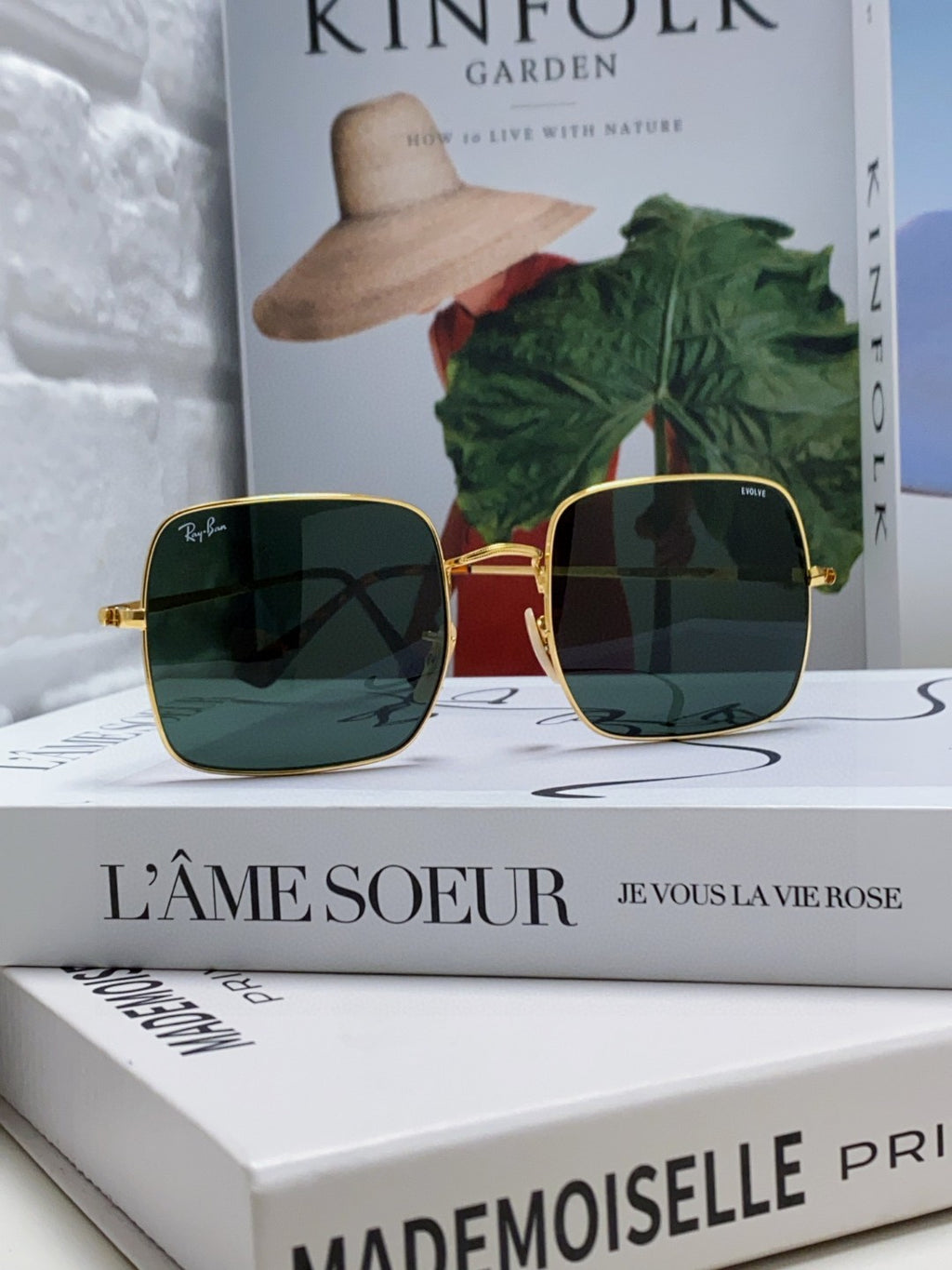 Ray-Ban Metal Square Black Lens Sunglasses for Men & Women - detail image 3