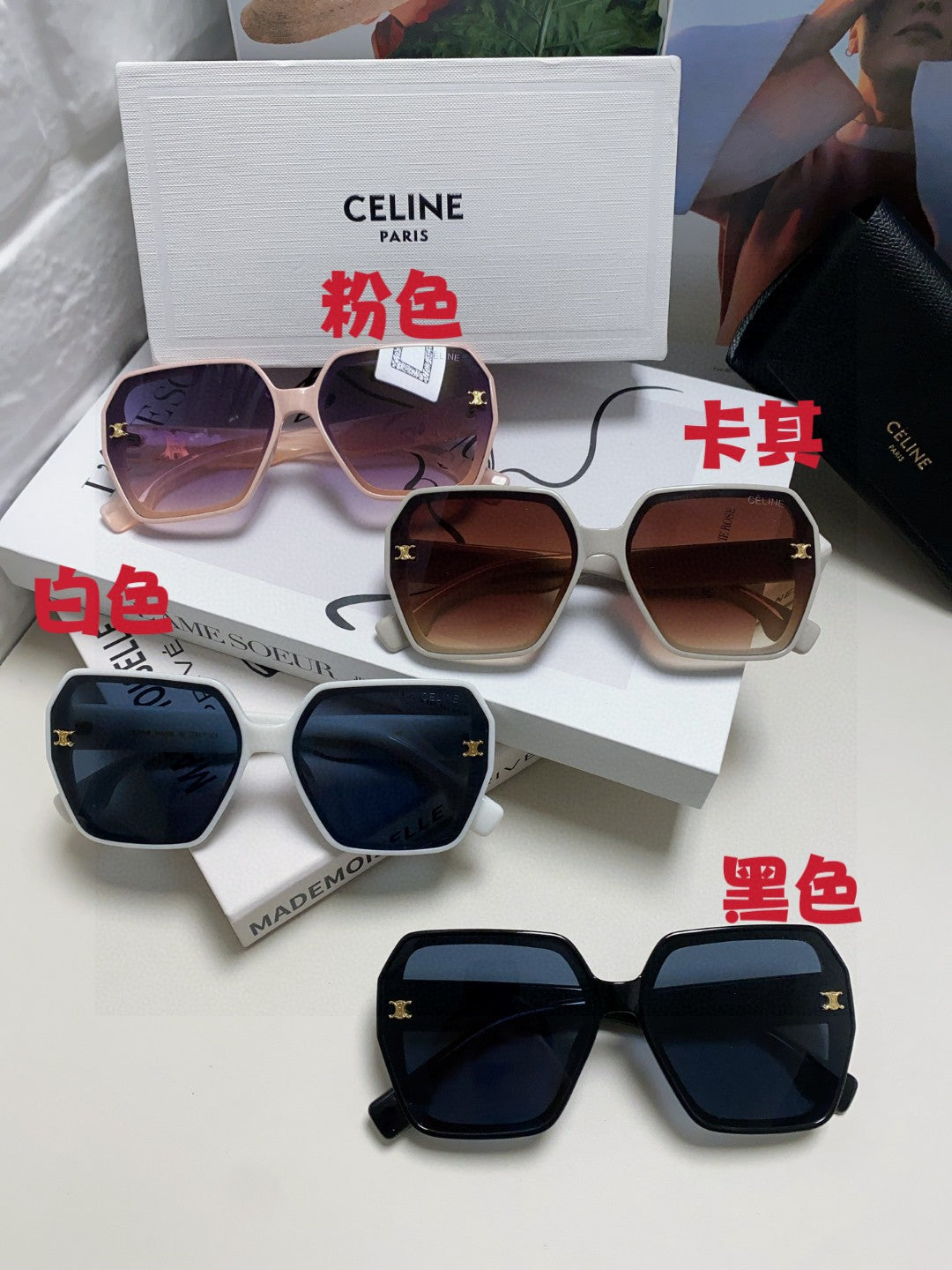 Celine Square Red Lens Sunglasses for Men & Women - 415650 - detail image 9