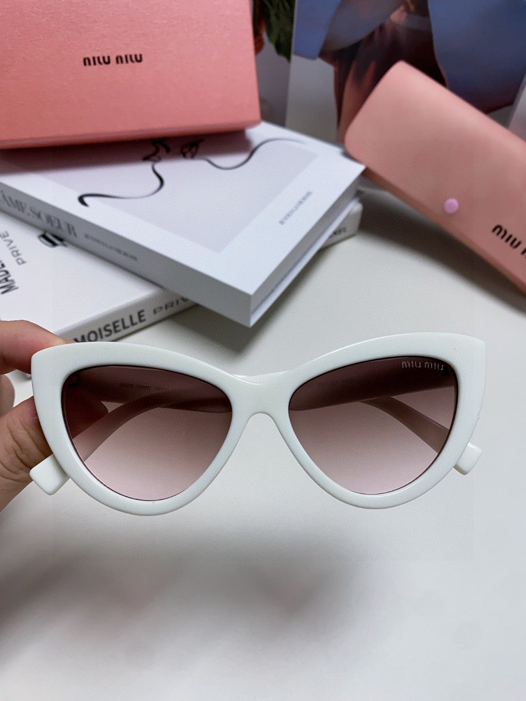 Miu Miu Cat-Eye Silver Lens Sunglasses for Men & Women - 998415 - detail image 3