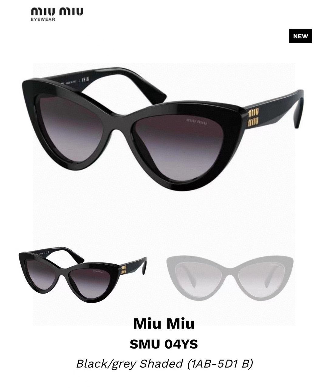 Miu Miu Cat-Eye Gray Lens Sunglasses for Men & Women - 998417