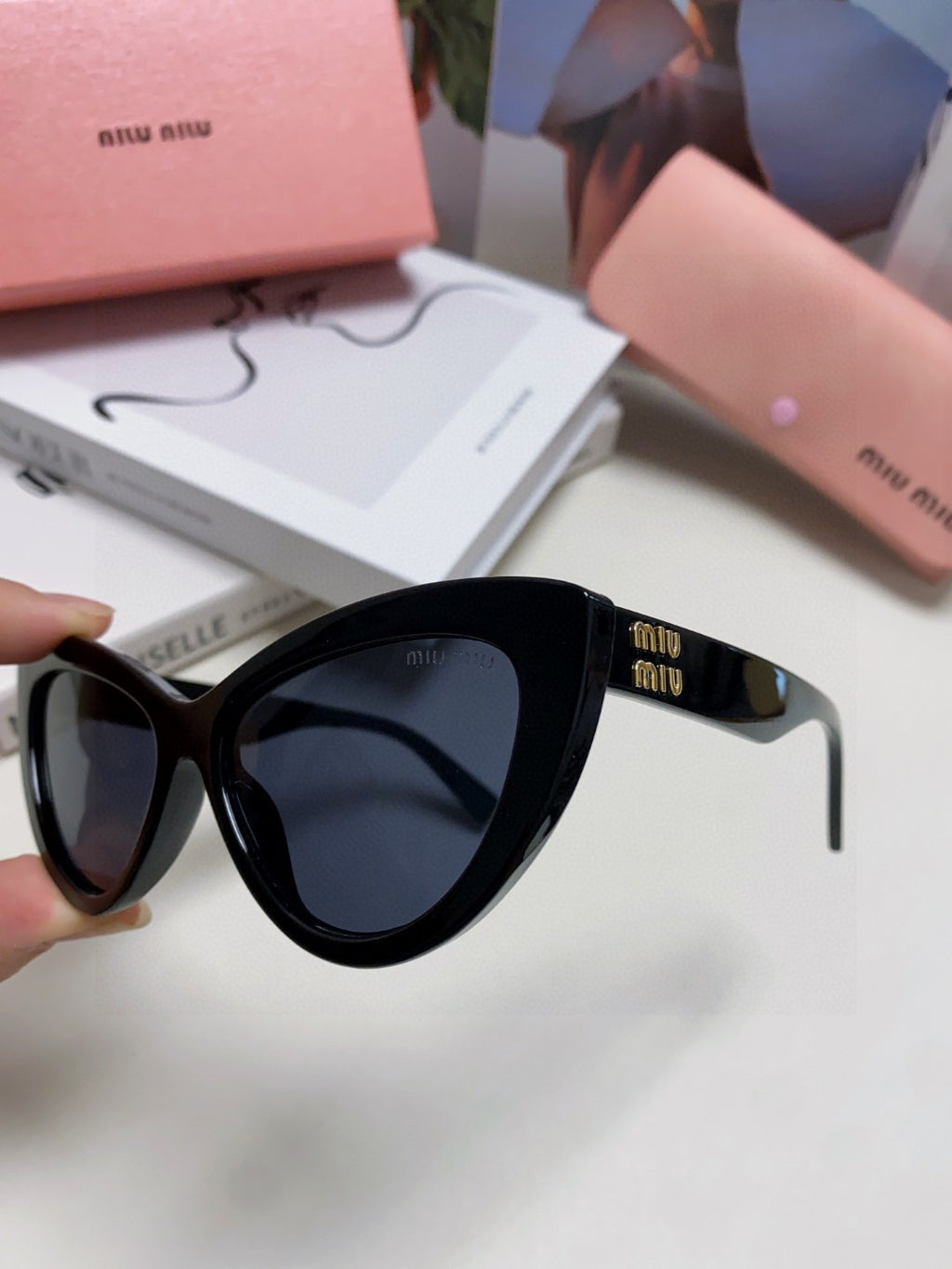 Miu Miu Cat-Eye Gray Lens Sunglasses for Men & Women - detail image 7