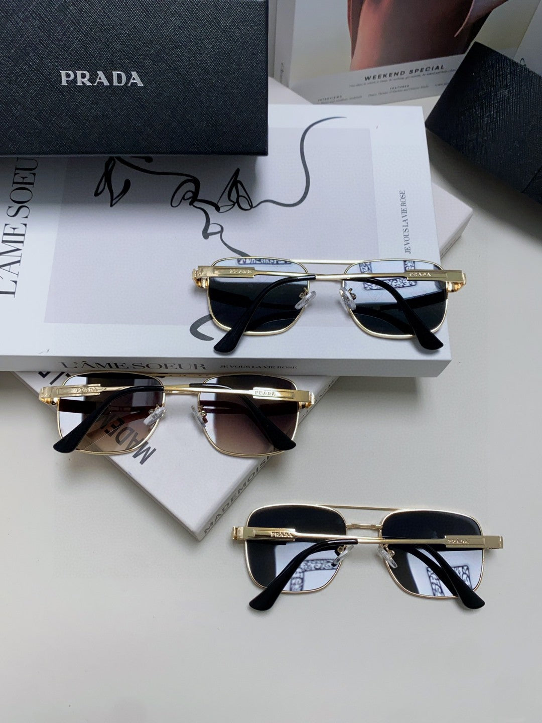 Prada Square Silver Lens Sunglasses for Men & Women - 998155 - detail image 7