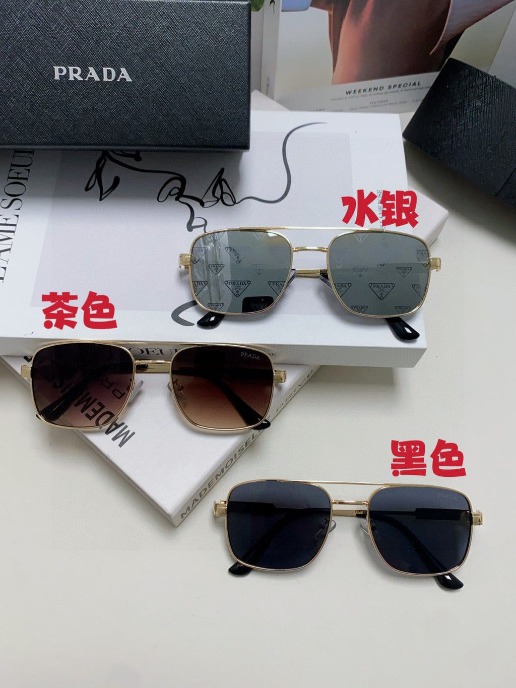 Prada Square Gray Lens Sunglasses for Men & Women - 432162 - detail image 8