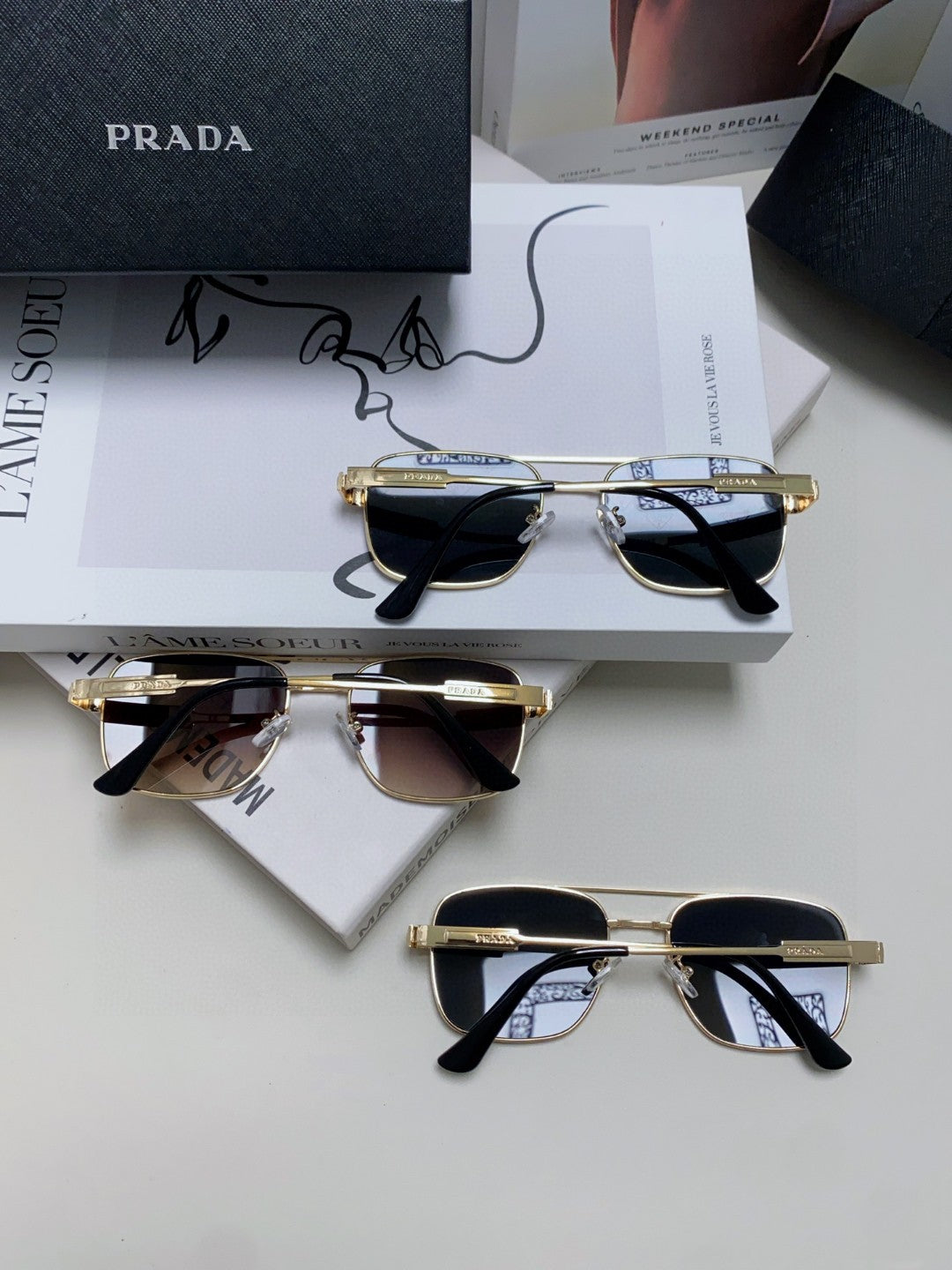 Prada Square Gray Lens Sunglasses for Men & Women - 432162 - detail image 7