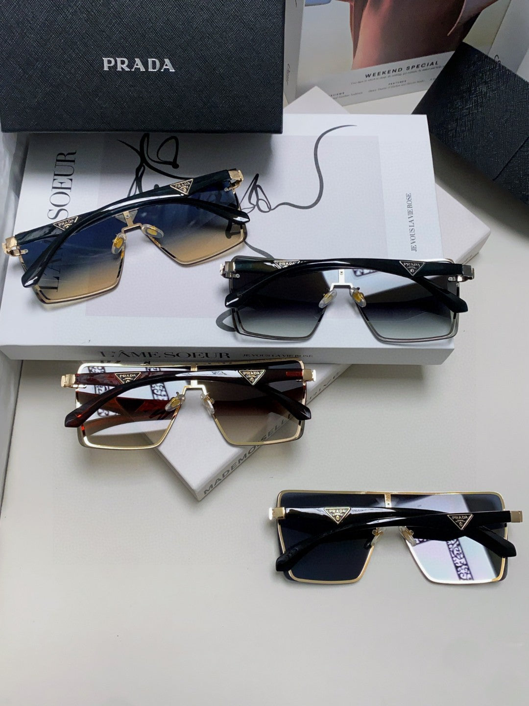 Prada Oversized Blue Lens Sunglasses for Men & Women - detail image 8