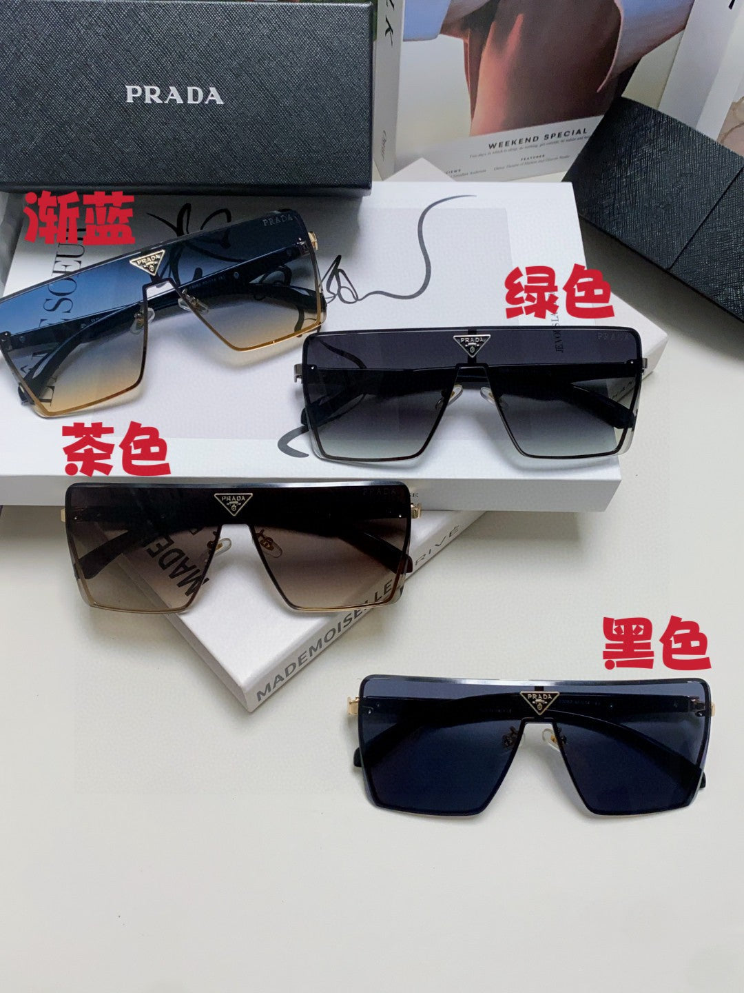 Prada Oversized Blue Lens Sunglasses for Men & Women - detail image 9