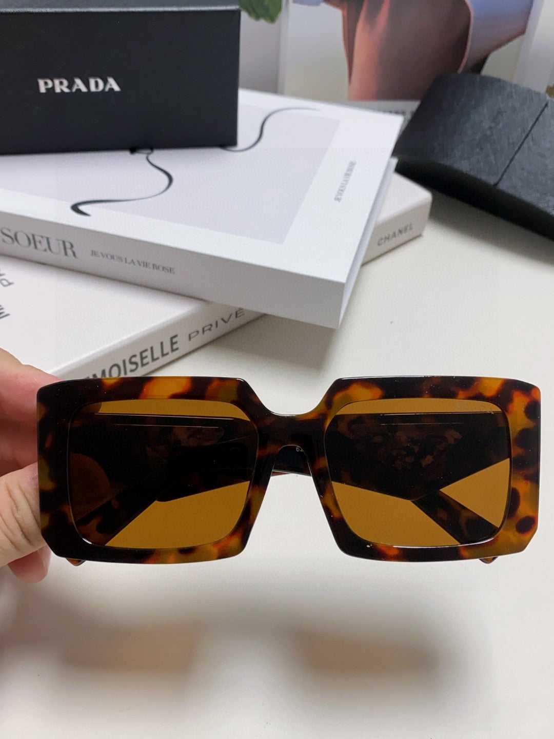 Prada Metal Oversized Brown Lens Sunglasses for Men - 432171 - detail image 3