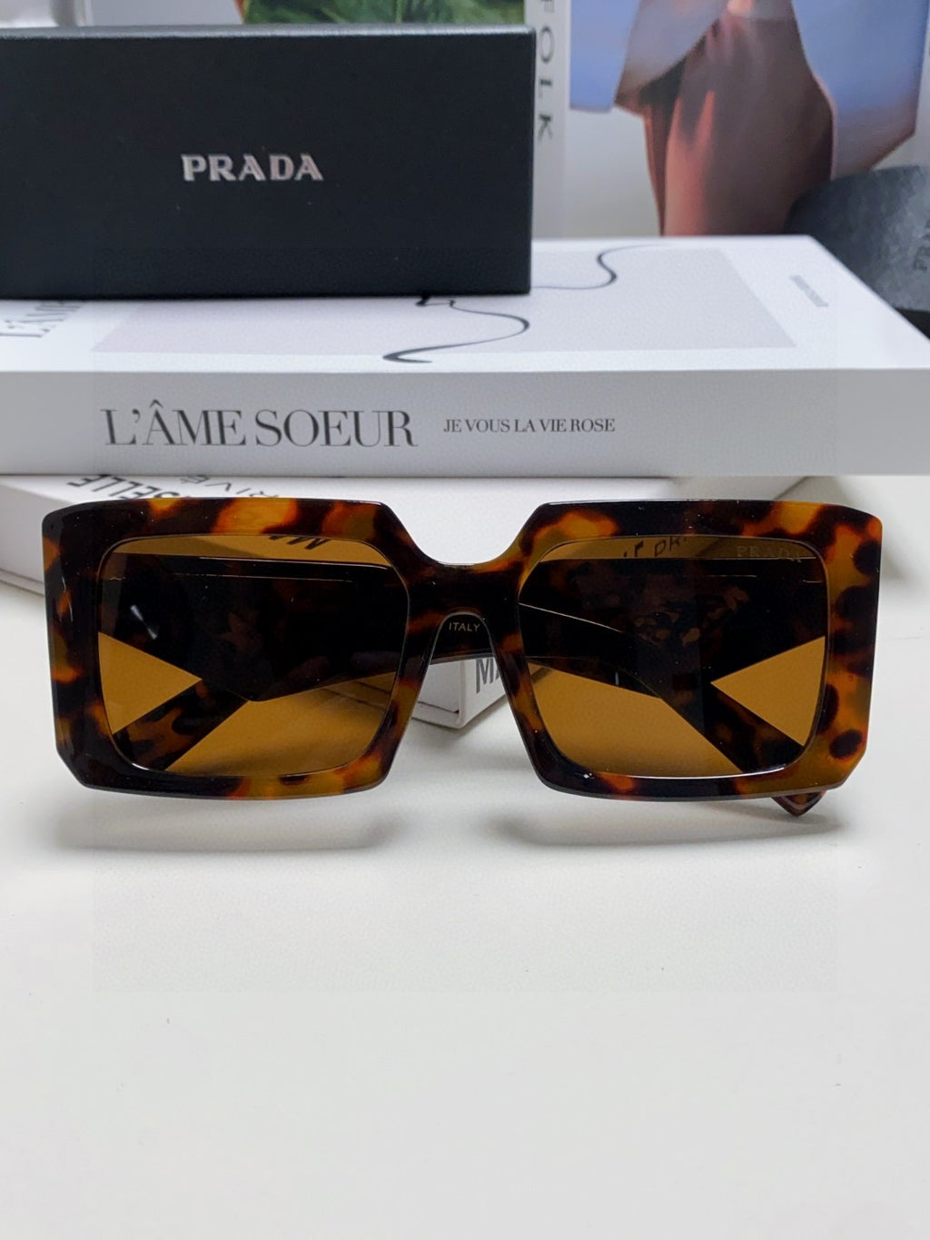 Prada Metal Oversized Brown Lens Sunglasses for Men - 432171 - detail image 6