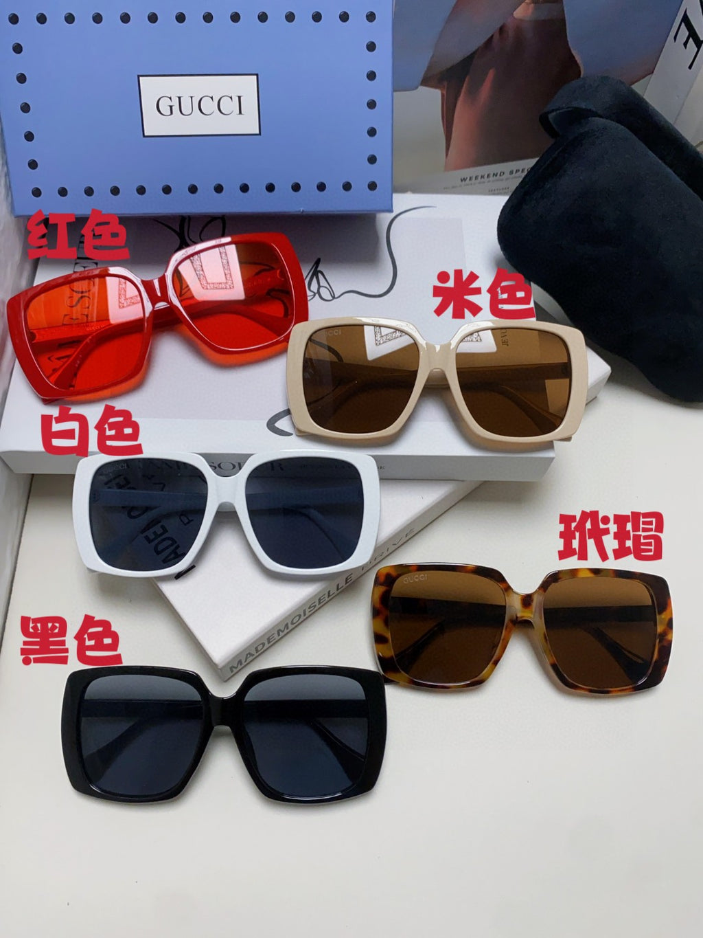 Gucci Oversized Blue Lens Sunglasses for Women - detail image 9