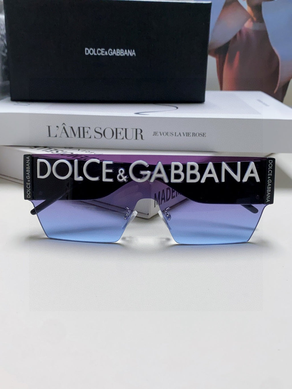 Dolce & Gabbana Lightweight Rimless Blue Lens Sunglasses for Men & Wo - 433045 - detail image 6