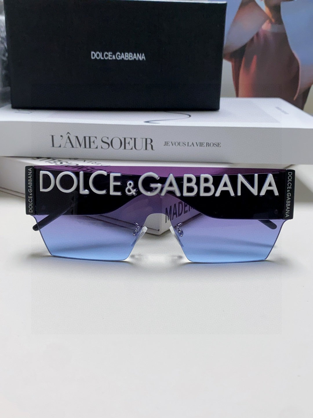 Dolce & Gabbana Lightweight Rimless Blue Lens Sunglasses for Men & Wo - 158709 - detail image 6