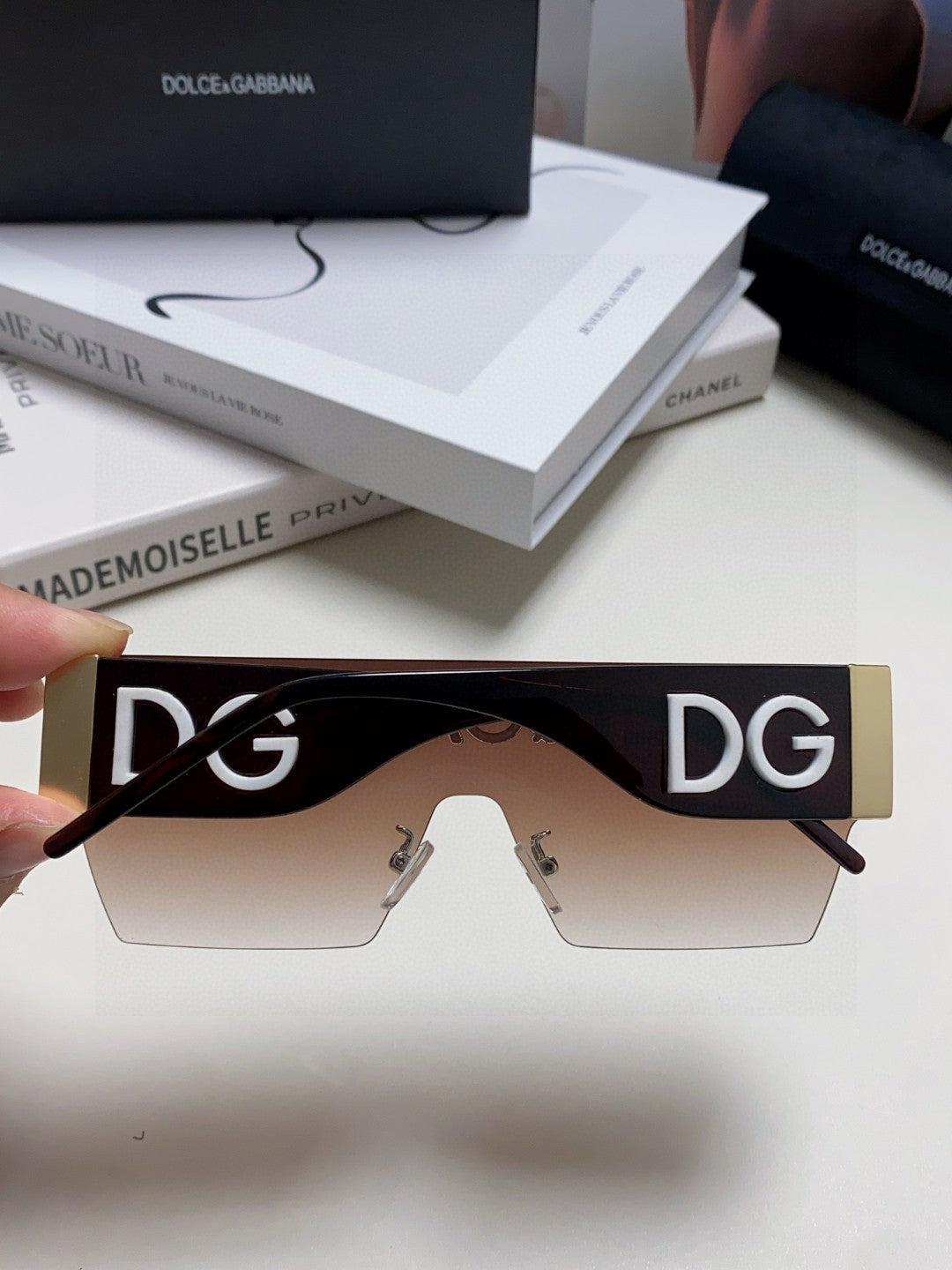 Dolce & Gabbana Lightweight Rimless Gray Lens Sunglasses for Men & Women - detail image 3