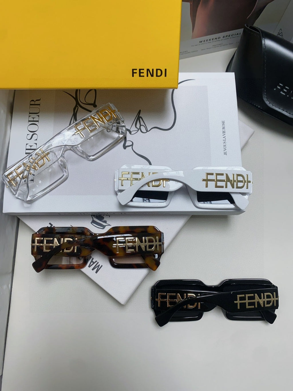 Fendi Square Gold Lens Sunglasses for Men & Women - detail image 8