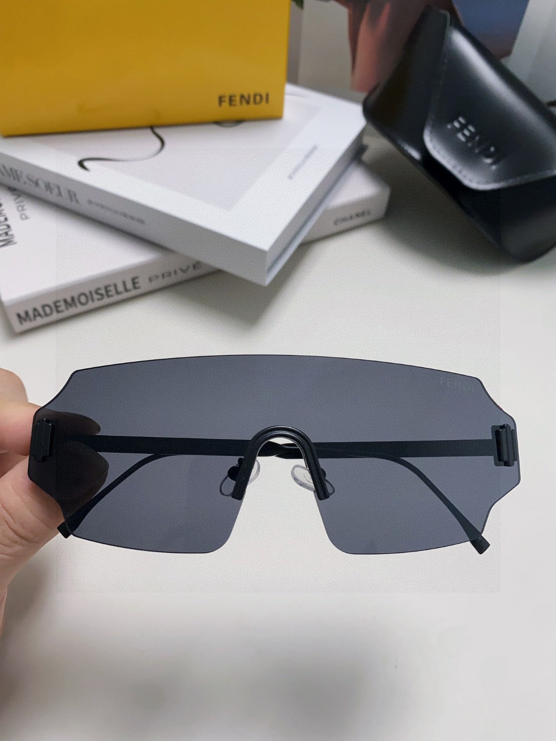 Fendi Lightweight Rimless Blue Lens Sunglasses for Men & Women - 432752 - detail image 2