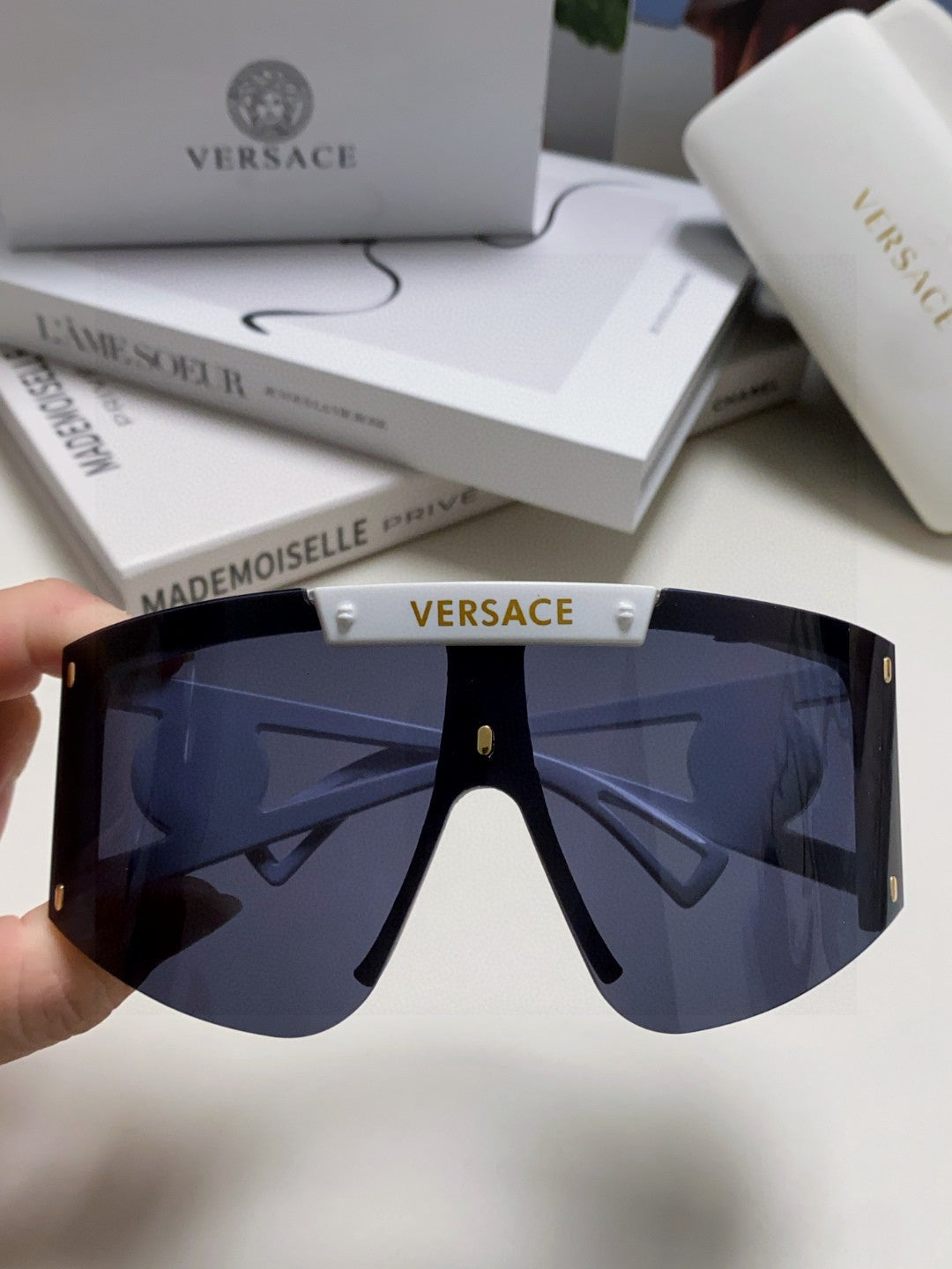 Versace Oversized Black Lens Sunglasses for Men & Women - 399320 - detail image 3
