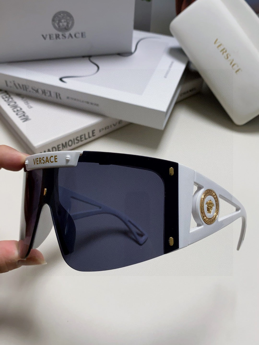 Versace Oversized Black Lens Sunglasses for Men & Women - 399320 - detail image 5